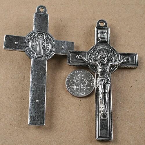 2pcs dark silver tone cubic crucifix pendant h3617