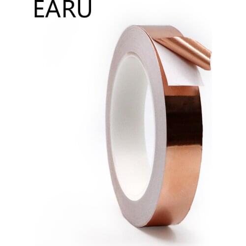 20 Meters Single Side Conductive Copper Foil Tape Strip Adhesive EMI Shielding Heat Resist Tape 2mm 3mm 4mm 5mm 6mm 8mm 10mm