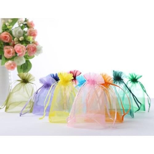 20pcs 7x9cm 9x12cm Transparent Organza Bags Christmas Halloween Gift Box Packaging Gift Bags Wedding Candy Box Chocolate Bags