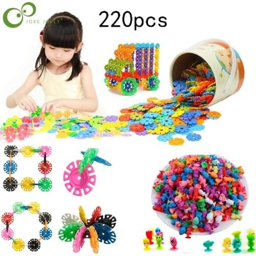 220Pcs Plastic Snowflake Building Building Model Puzzle Mini Sucker Dolls Marine Land Strange Animal Cupule kids Puzzle WYW