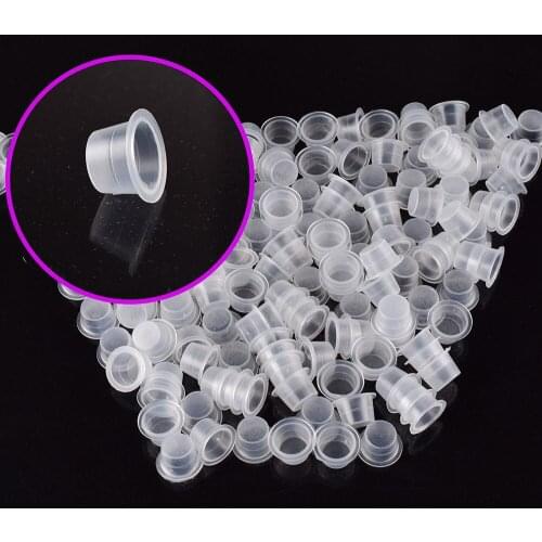 300Pcs Disposable Small Ink Pigment Caps Plastic Cups Holders Tattoo Supplies Accessory Permanent Makeup Clear Holder Cap