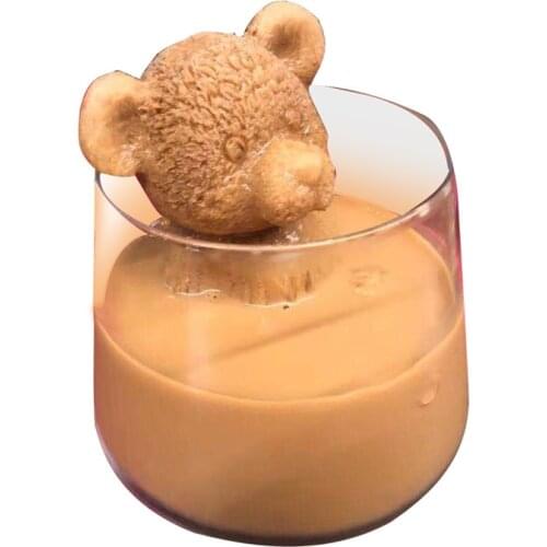 3D Teddy Bear Ice Cube Mold Silicone Ice Cube Maker Chocolate Molds for Ice Cream Party Whiskey Cocktail Cold Coffee Drink