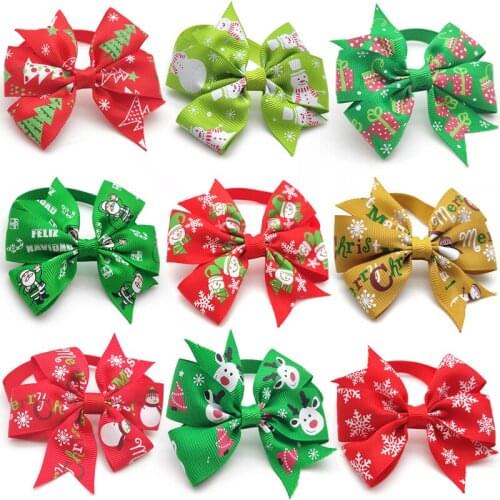 50/100 Pc New Christmas Puppy Cat Dog Bowties Necktie Adjustable Pet Dog Collar Dog Bows Pet Supplies Dog Tie Accessories