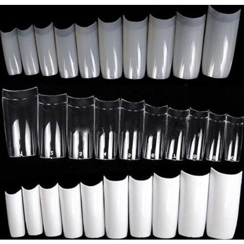 500Pcs/Pack C Curved Acrylic French False Nail Art Tips Polish UV Gel Sticker Decoration Fake Nail Tip Half Cover Nails 10 Sizes
