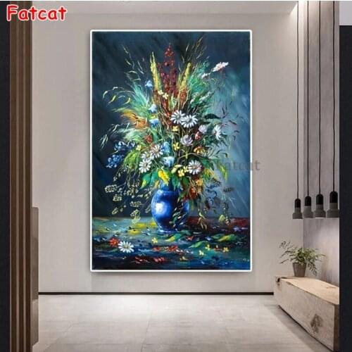 5d diy diamond painting Abstract art, colorful flowers, vase diamond painting cross stitch mosaic embroidery diamond PP1819