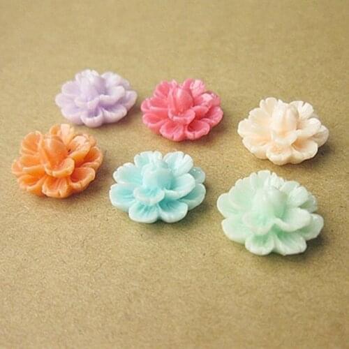 6color optional 90pcs/bag Mixed Layered Flower Resin Flatback Cabochon Scrapbook DIY Phone Shell /Hair Decoration 14mm 004004090