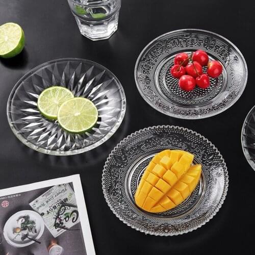 6 inch household transparent fruit plate creative kitchen glass tableware candy dried snack dish mx8031148