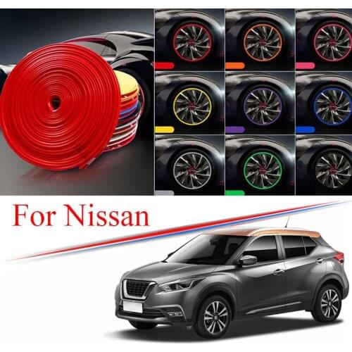 9 Colors Car Wheel Hub Rim for Nissan Kick Tiida GT-R Juke Pulsar Quest Edge Protector Ring Tire Strip Guard Rubber Decals 8M