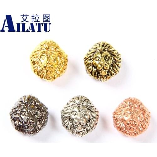 Ailatu Zinc Alloy Big Lion Head Beads for DIY Fashion Bracelet Different Colors Classic Style King of Forest