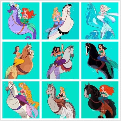 Diamond Painting Disney Princess Characters 5D DIY Art Cartoon Portrait Mosaic Hobby Full Square Round Drill Home Mural Decor