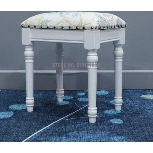American solid wood dressing stool European modern minimalist makeup stool bedroom dressing table chair white idyllic princess s