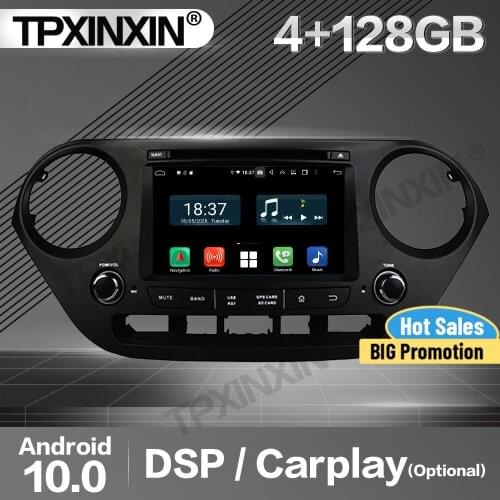 128G Carplay Car Radio 2 Din Stereo Receiver Android 10 For Hyundai I10 2013 2014 2015 2016 2017 2018 IPS GPS Player Audio Unit