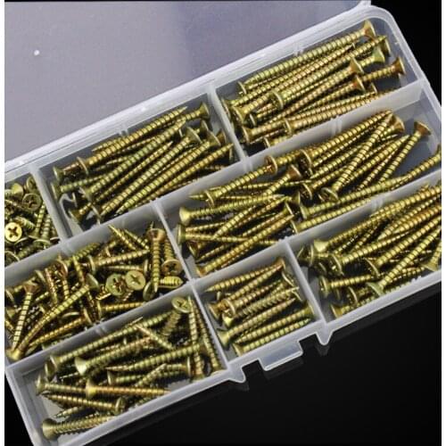 Free shipping200pcs Color zinc hard M4 cross head countersunk head self tapping nail set