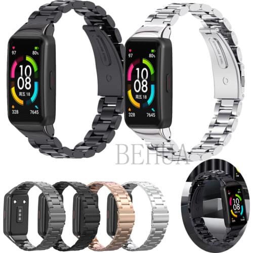 BEHUA Stainless Steel Watchband For Huawei Honor Band 6 Smartwatch Bracelet Band Strap For Huawei Band 6 Wristband Correa Metal