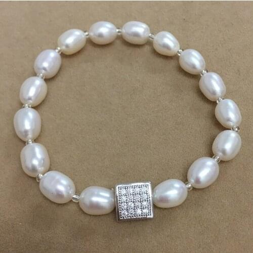 High quality pearl bracelet ,100% NATURE FRESHWATER PEARL Bracelet-AAAA high luster pearl 7-8 mm,nice charm silver metal