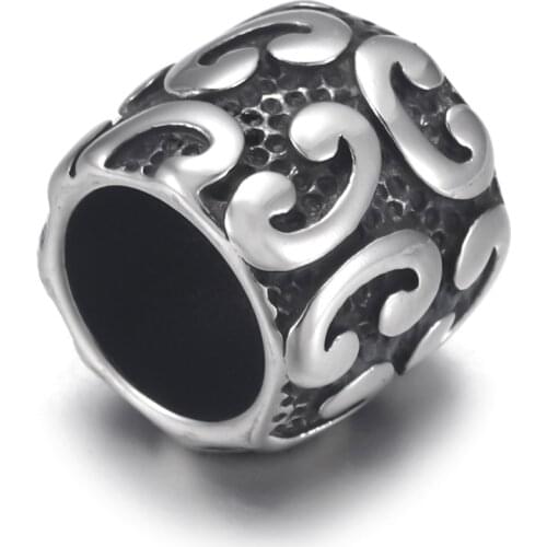 Stainless Steel Barrel Bead Polished 8mm Large Hole Metal Beads Bracelet Charms for DIY Jewelry Making Accessories