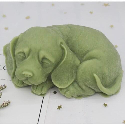 C1297 Sleep Dog Incense Gypsum Decorating Piece Momusi Chocolate Cake Model Handmade Soap Silicone Mold