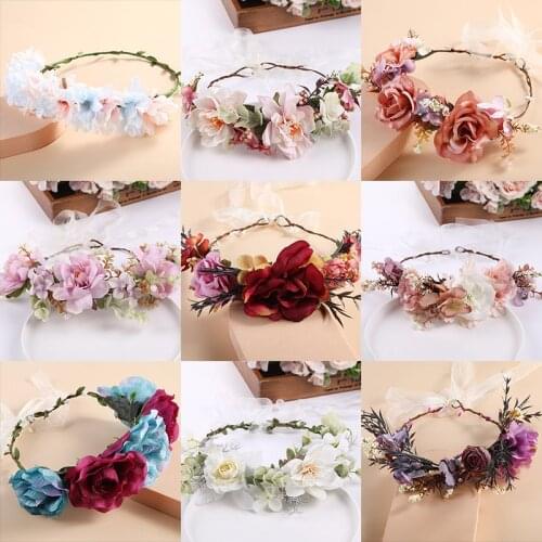 CC Crowns for Women Wedding Hair Accessories Bridesmaids Wreath Engagement Jewelry Floral Seaside Flower Headbands Gifts 58396