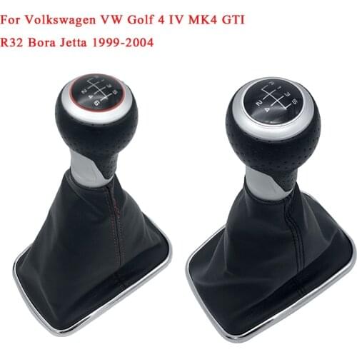 Car Manual Leather Gear Shift Knob Lever Gaiter Boot Cover Case Frame For Volkswagen VW Golf4 MK4 GTI R32 Bora Jetta 1999-2004