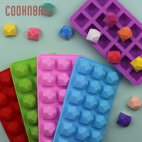 COOKNBAKE Diamond Silicone Mold for Chocolate 18 hole gummy ice cube biasuit mould diy Cake Decorating square resin fondant tool