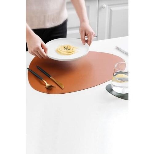 SRO Home 12 Pieces Leather Placemats Waterproof Mat Coaster Plate Tableware Pad Plates Bowl Design Non-slip Dinnerware Kitchen