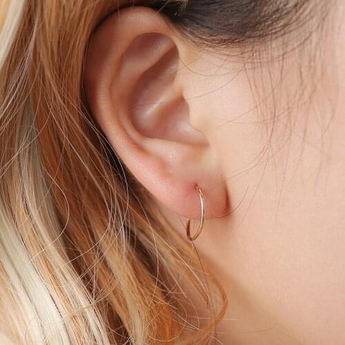 Geometric Simple Designed Open Metallic Circle Golden Silver Plated Hoop Earrings For Women