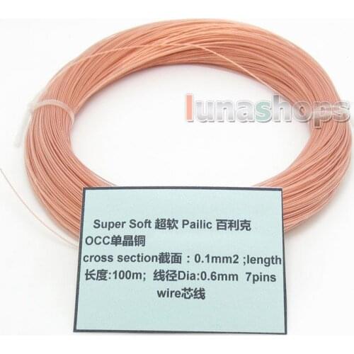 LN004452 Copper 100m 30AWG Pailic Pure OCC Signal Wire Cable 7/0.1mm2 Dia:0.65mm For DIY Hifi