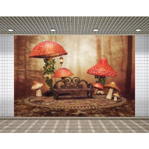 Lyavshi photo background Red Mushroom Fairy Wonderland Cute baby photo booth Background for photo studio photography background