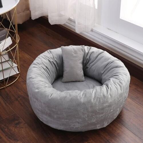 Shaggy Faux Fur Donut Cuddler Warm Plush Princess Cat House Kennel Dog Bed for Medium Dogs Machine Washable Water-Resistant