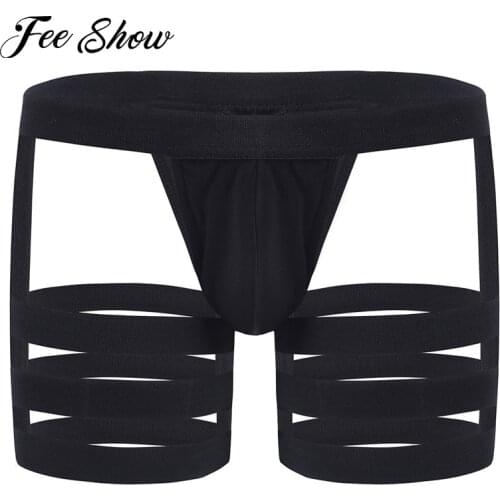 Feeshow Gay Sexy Men Underwear Sissy Panties Briefs Jockstrap with Bulge Pouch Garters Lingerie Gay Men Bikini Briefs Underwear