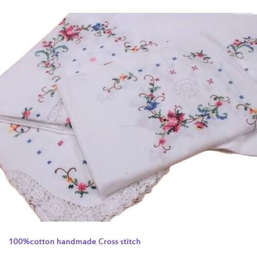 Pastoral lace 100%cotton handmade Cross stitch Tablecloth Table Cover cloth kitchen Christmas Wedding party home decor
