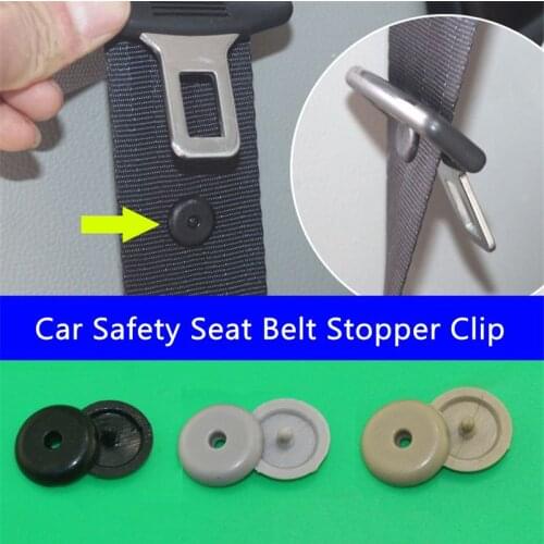 Plastic Car Safety Seat Belt Stopper Spacing Limit Buckle Clip Retainer Seatbelt Stop Button Safety Car Parts Black Beige