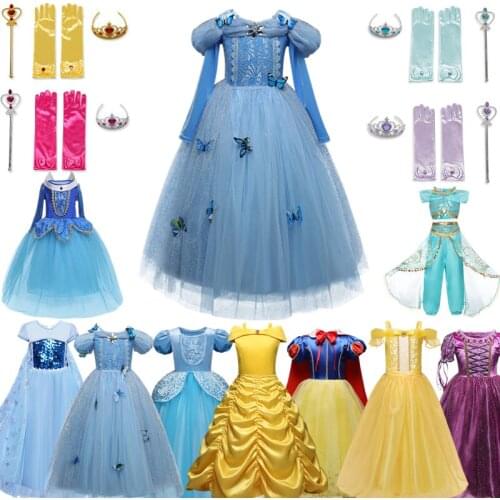 Baby Girls Princess Dress Toddler Girl Halloween Cosplay Clothes Infant Birthday Party Dress Up Costume for Kids 4-10y