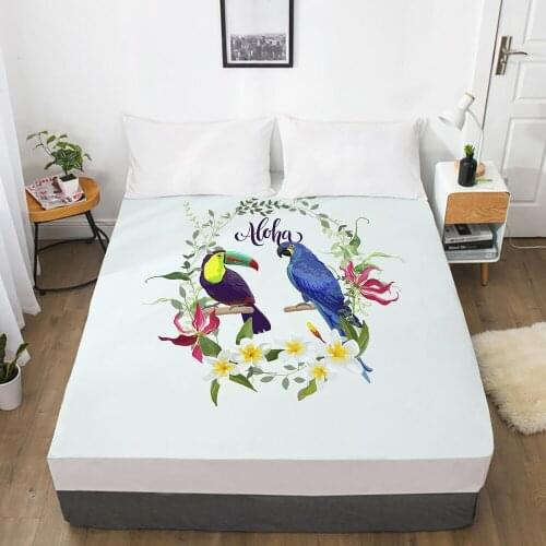 1pc bed sheet Elastic fitted sheet With An Elastic Band 150/180/200/160*200 Mattress Cover Double Bed cover nordic Lovebirds