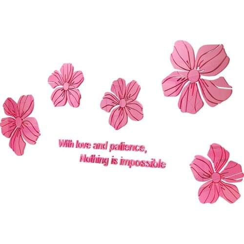 Five flowers Acrylic mirror wall stickers living room bedroom 3d wall sticker TV backdrop DIY Art wall decor