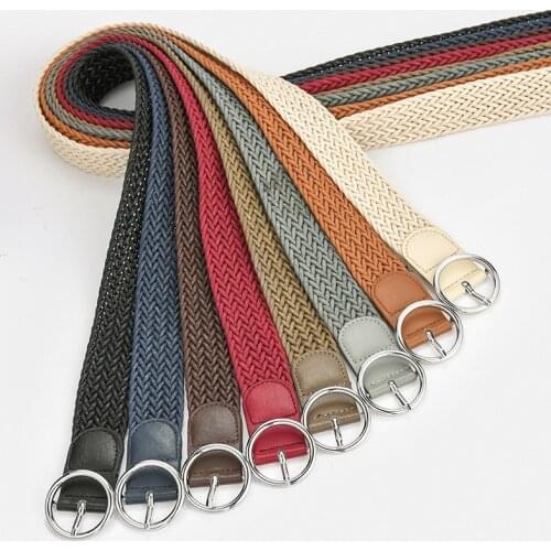 Men Women Casual Knitted Belt Woven Canvas Elastic Expandable Braided Stretch Belts Plain Webbing strap