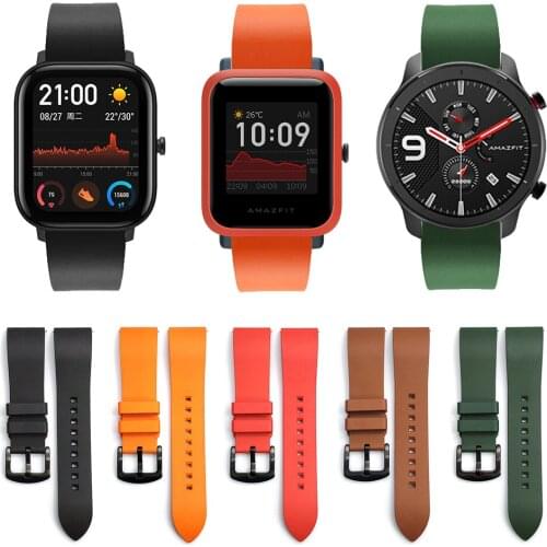 UEBN Fluorine Rubber Strap for Huami Amazfit Bip S Strap Bracelet for Amazfit GTS GTR 42mm 47mm&Stratos 3 Watchbands