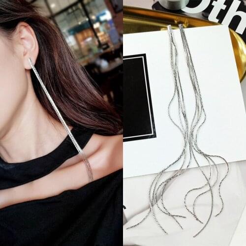 2019 New Arrivals Hottest Fashion Brincos Bijoux Multilayer Copper Chain Tassel Long Statement Drop Earrings For Women Jewelry