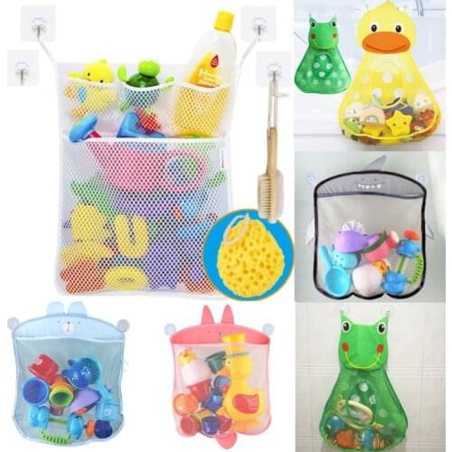 New Baby Bathroom Mesh Bag Sucker Design For Bath Toys Kids Basket Cartoon Animal Shapes Cloth Sand Toys Storage Net Bag