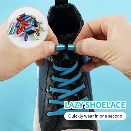 1Pair New Round Elastic Locking Shoelace No Tie Shoelaces Special Creative Kids Adult Unisex Sneakers Shoes Laces strings