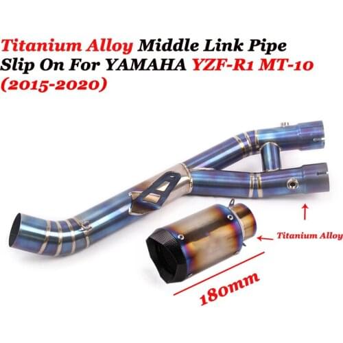 Slip On For Yamaha R1 YZF-R1 MT-10 2015-2020 Motorcycle Exhaust Modified Titanium Alloy Middle Link Pipe Titanium Escape Muffler