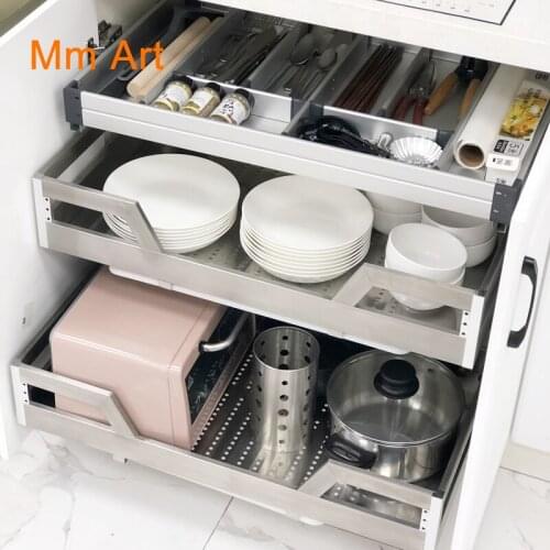 Stainless Steel Drawer Basket Kitchen Cabinet Basket Vegetable Basket Drawer Storage