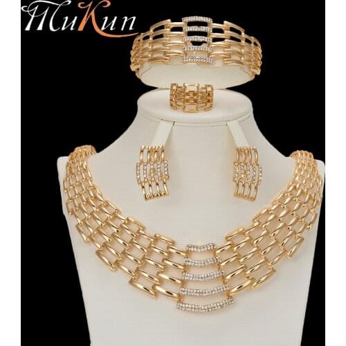 MuKun gold Nigerian beads necklace jewelry set for weddings crystal turkish jewelry for women necklaces & pendants women jewelry