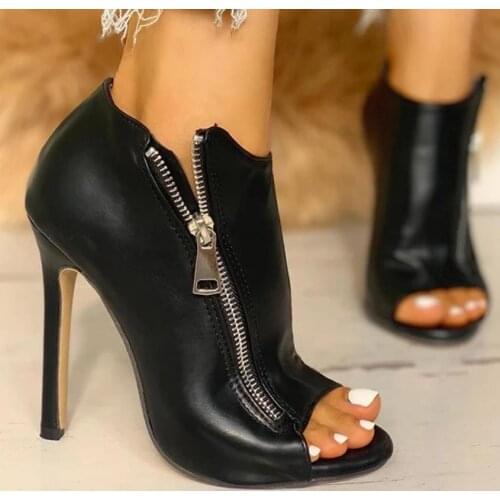 New Women Thin High Heels 11cm Zipper Peep Toe Gladiator Pumps Office Sandals Party Shoes Fish Mouth High Heels Stiletto Sandals