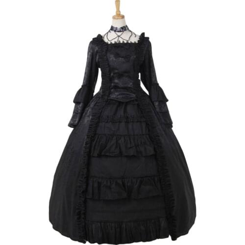 Black Lolita Dress Medieval Victorian Renaissance Gothic Dress Vampire Hooded Robe Women Lady Lolita Dress Custom Made