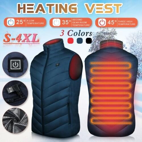 Heating Vest Men USB Electrical Sleevless Jacket Winter thermal cloth Outdoor Waistcoat Hiking Heater Vests