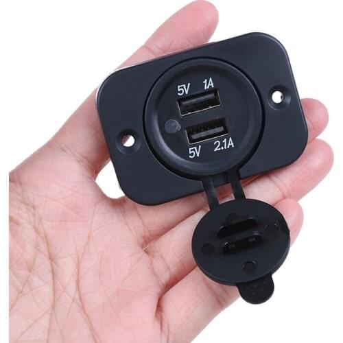 1pc 12V 5V Outlet 2.1A Dual 2 USB Port Charger Cigarette Lighter Socket Splitter For Car Auto Motorcycle Truck Boat