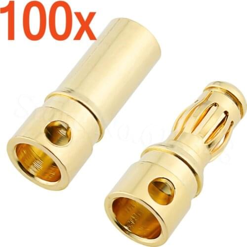100Sets Female Male 3.5mm Gold Bullet Banana Connectors RC Car Quadcopter ESC Battery Pack Device Electric Motor Wire Parts DIY