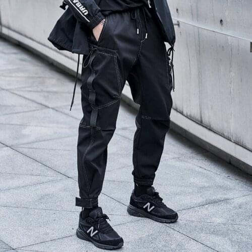 2020 New Arrival Fashion Loose Elastic Waist Full Length Pockets Cargo Pants Overalls Winter Popular Logo Leisure Male Trousers
