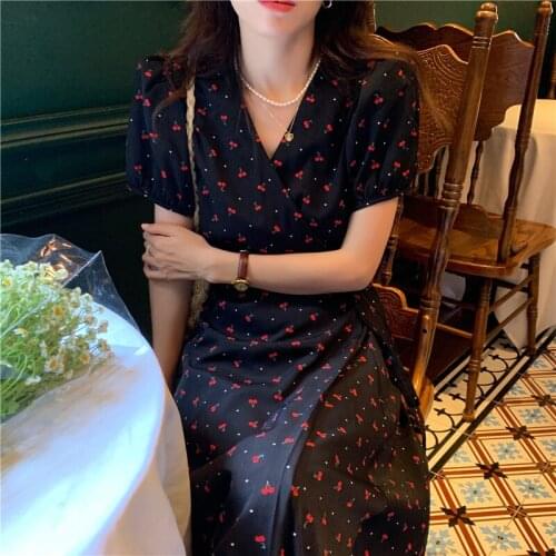 2021 New Flower Print Summer Dress Evening Long Vintage Dresses Oversize Short Sleeve Beach Women Dress Robe Vestido Prom